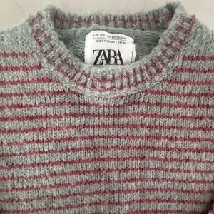 Zara Striped Knit Sweater in Gray and Red